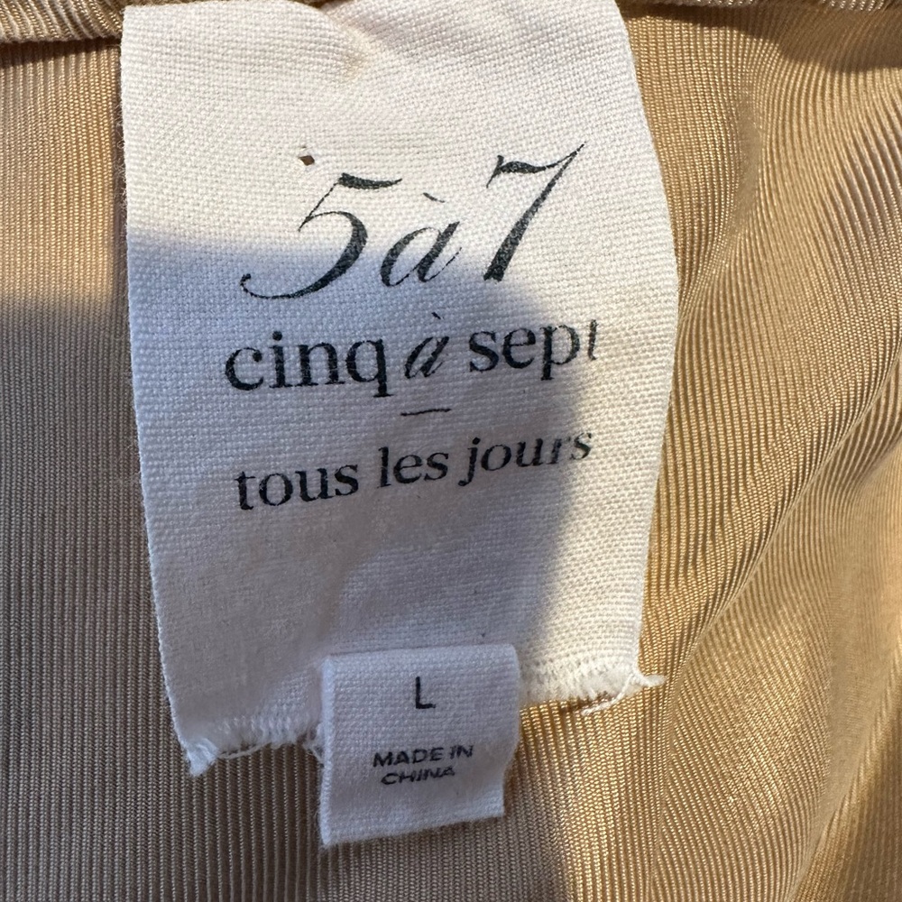 5 a7 Cinq a Sept Beige/ Gold Amia V-neck Jogger Jumpsuit Size Large - Picture 12 of 13